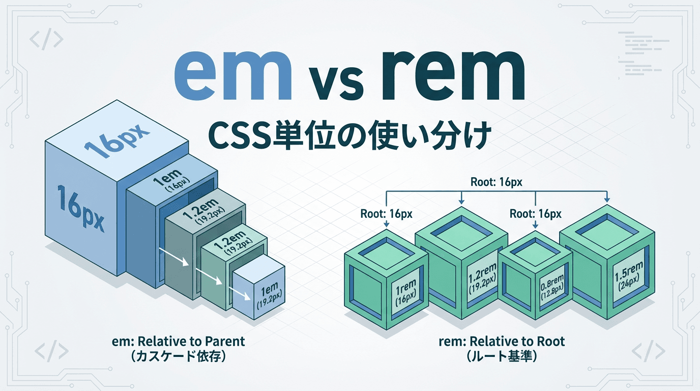 CSSのemとremの違いとは？使い分けと計算方法を初心者向けに徹底解説